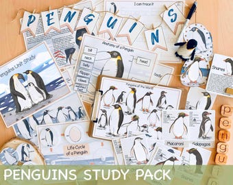 Penguins Unit Study Winter Homeschool Learning Materials Charlotte Mason Study Bundle Preschool Worksheets Christmas Toddler Activities