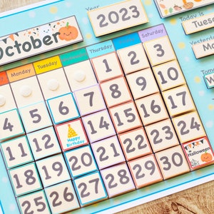 Montessori Calendar, Kids Calendar Board, Preschool Curriculum Homeschool, Perpetual Calendar Weather Seasons Numbers image 3