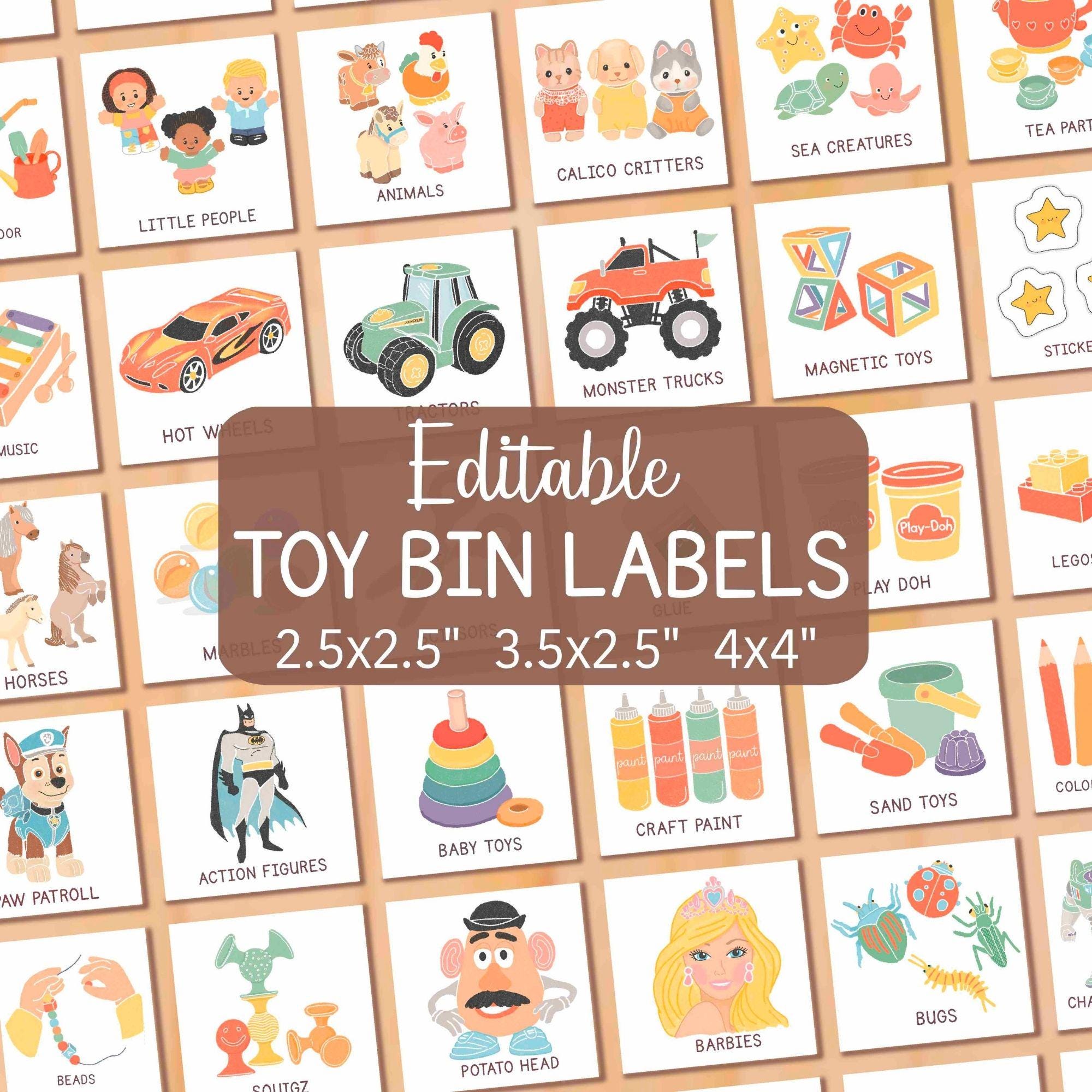 Toy Bin Labels Editable Storage Box Organization Playroom Classroom Daycare Kindergarten Preschool Homeschool Printable Toy Trofast Labels