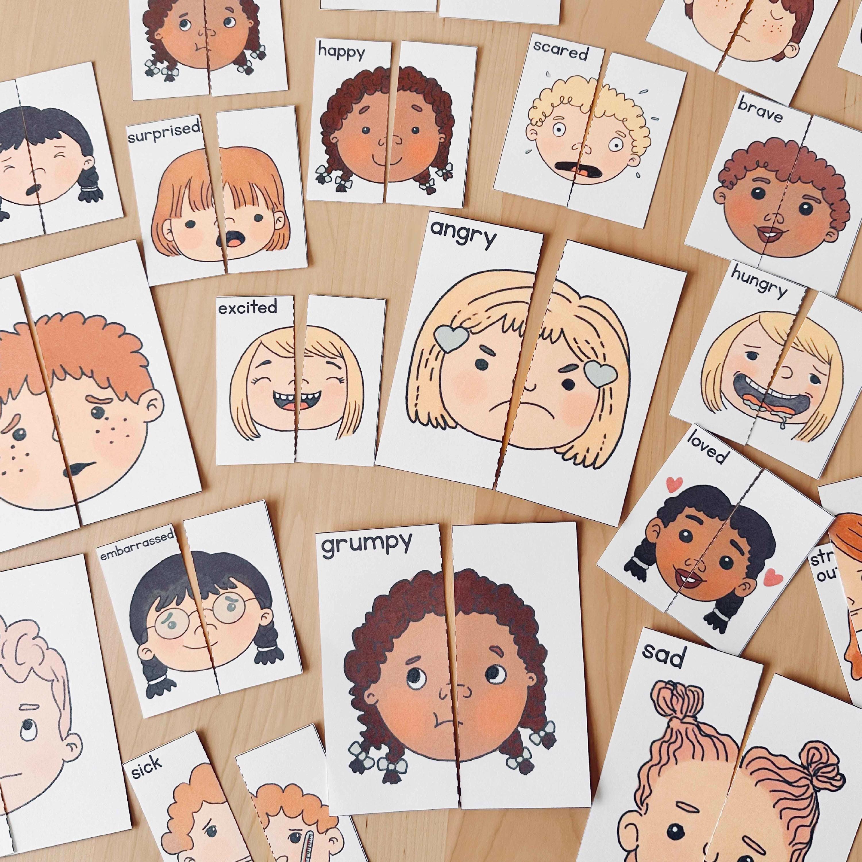 Set Di 40 Carte Delle Emozioni Per Bambini Con Specchio – Materiale ABA E Logopedia Per Autismo, Apprendimento Sociale Ed Emotivo, Carte Didattiche 15x10 Cm Con Espressioni Realistiche