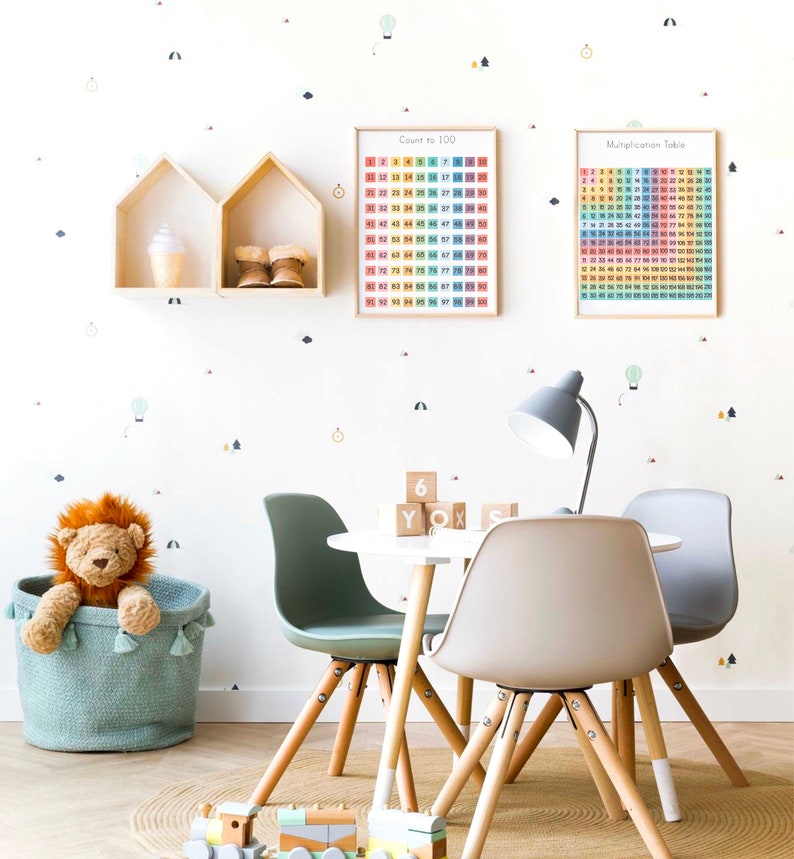 Count to 100 Chart Wall Poster Montessori Classroom Educational Posters Playroom Educational Wall Art Math Homeschool Preschool Printables image 5