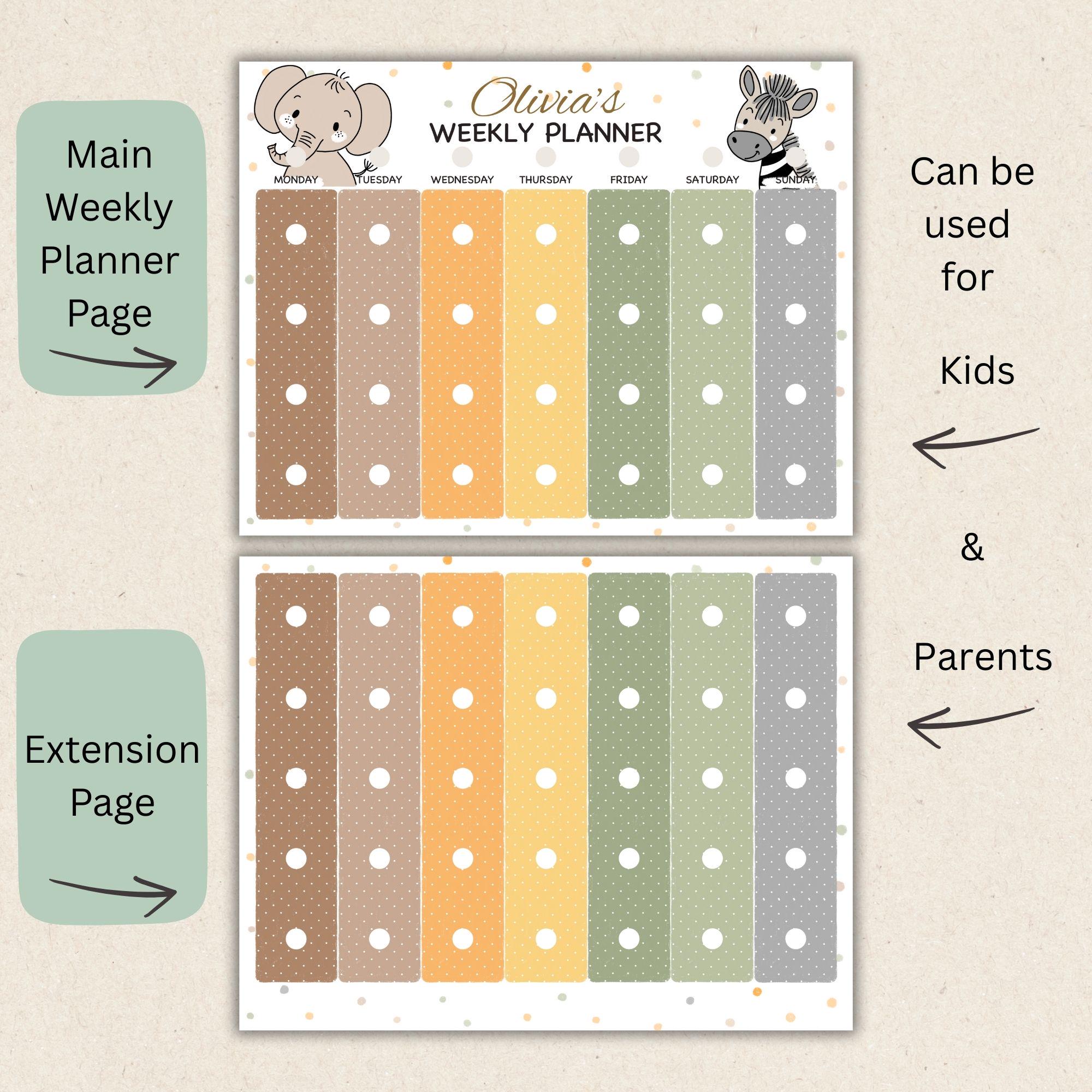 Weekly Kids Planner Editable Daily Routine Board, Autism Visual Chart ...