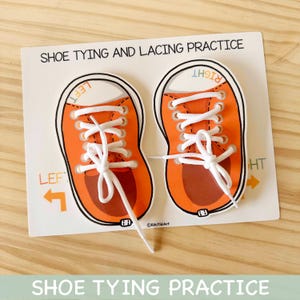 Shoe Tying Practice for Kids Printable Toddler Activities Preschool Kindergarten Learning Binder Tie Shoe Laces Learning Table Worksheets