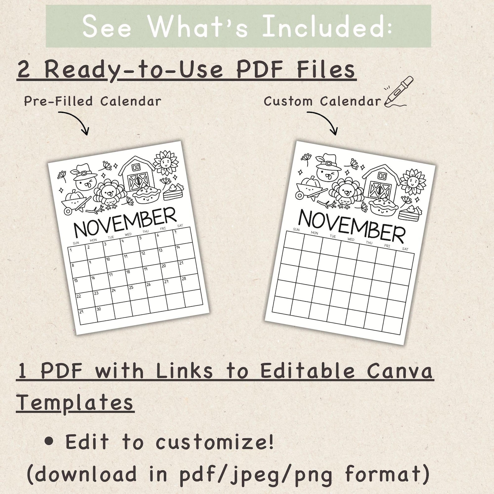 Kids Calendar 2026 Printable Coloring Monthly Calendar Editable ...
