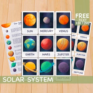 Solar System Flashcards, Printable Montessori Materials, Homeschool Classroom Learning Resources