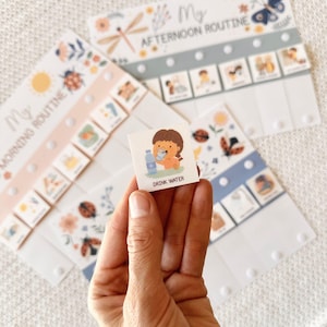 Kids Routine Chart Personalized Morning, Afternoon, Evening Flip Chart, Daily Toddler Chore Chart Visual Schedule 210 Labels image 4