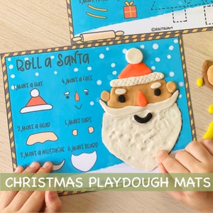 Tapis d'activité de pâte à modeler de Noël Cadeau Activités de Noël préscolaires Cartes de jeu imprimables Doh Nouvel An Maternelle Motricité fine