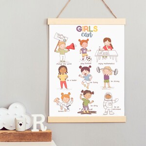 Girls Can Poster Calming Corner Playroom Inspirational Art Printable Classroom Decor Growth Mindset Montessori Poster Therapy Office Decor image 5