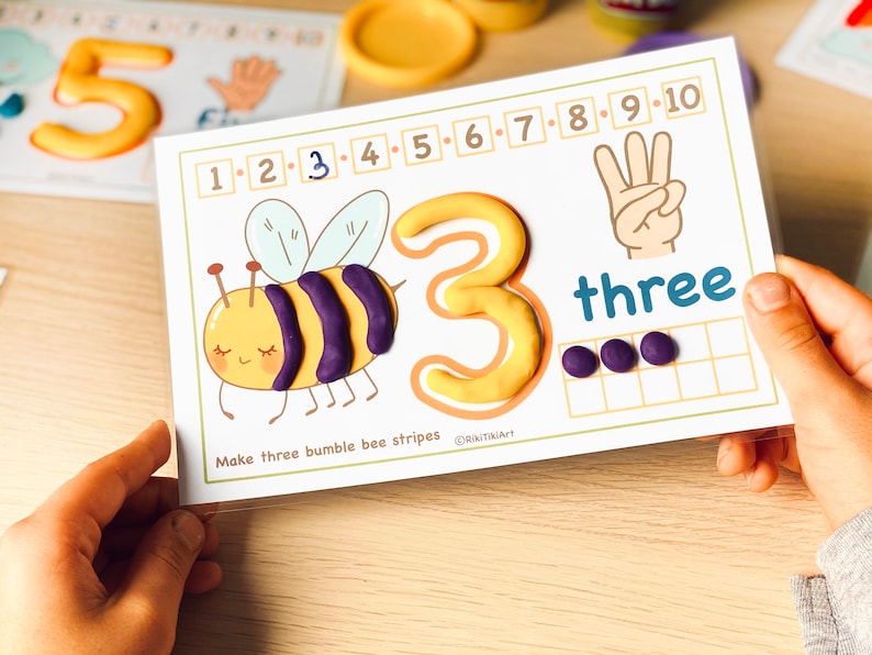 Preschool Printables Numbers 1-10 Play Doh Mats Toddler Activities, Montessori Materials Practice for Homeschool Pre-K Kindergarten image 4