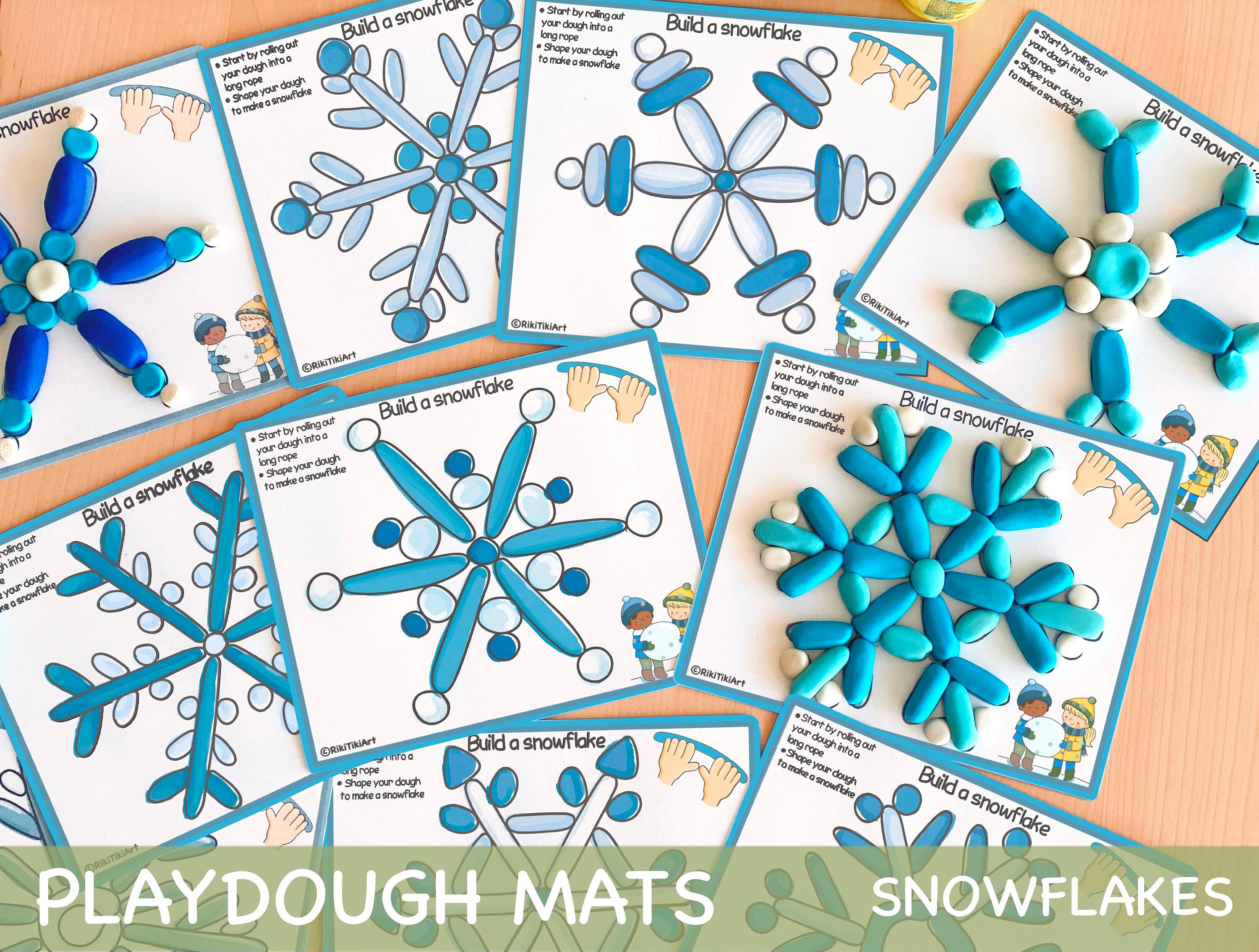 Snowflakes Play Dough Mats Montessori Winter Activities Printable Snowflake Study Fine Motor Skills Game for Toddler Christmas Activities