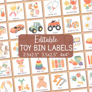 Editable Toy Bin Labels: Playroom Organization (Canva Template, PDF)
