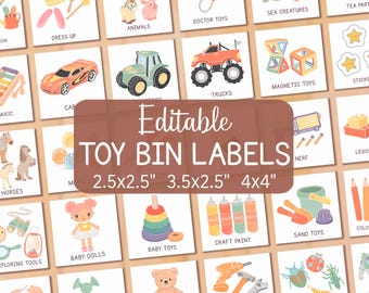 Editable Toy Bin Labels: Playroom Organization (Canva Template, PDF)