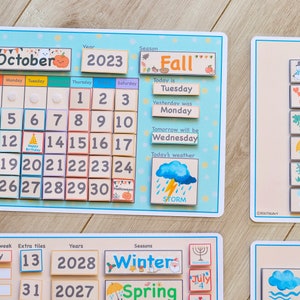 Montessori Calendar, Kids Calendar Board, Preschool Curriculum Homeschool, Perpetual Calendar Weather Seasons Numbers image 6