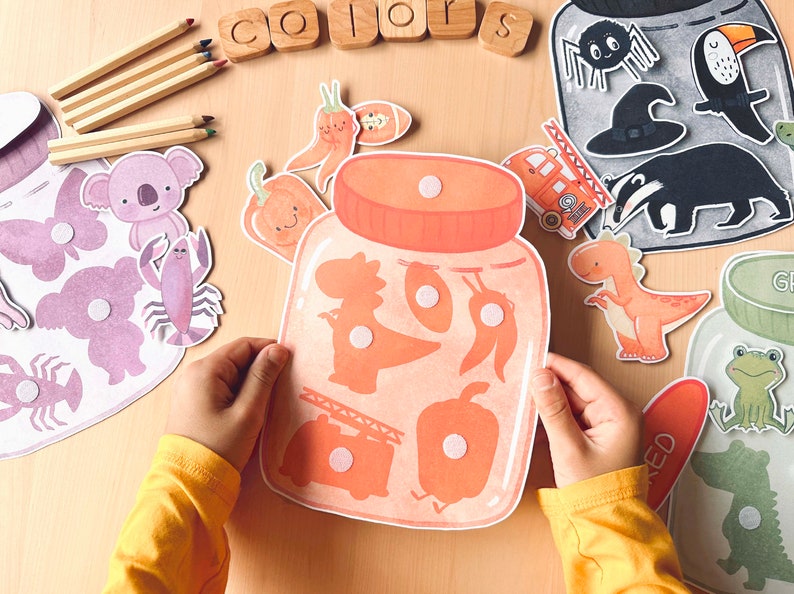 Farbsortierung Kleinkindaktivitäten, Farbabstimmung in Gläsern Spiel für Kindergarten Pre-K, Malseiten Aktivität, Montessori Printable Bild 10