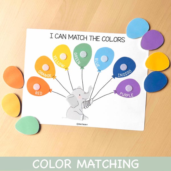 Color Matching Activity: Montessori Printable Worksheet for Toddlers (PDF Download)