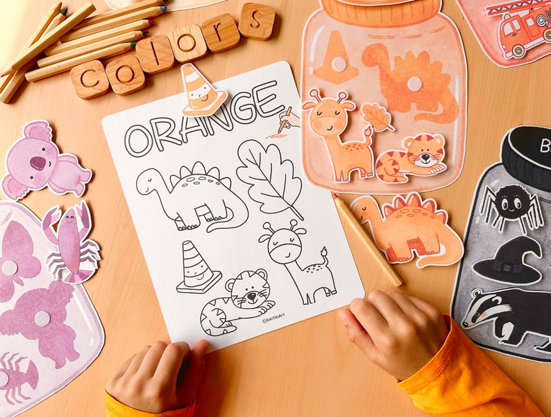 Farbsortierung Kleinkindaktivitäten, Farbabstimmung in Gläsern Spiel für Kindergarten Pre-K, Malseiten Aktivität, Montessori Printable Bild 6