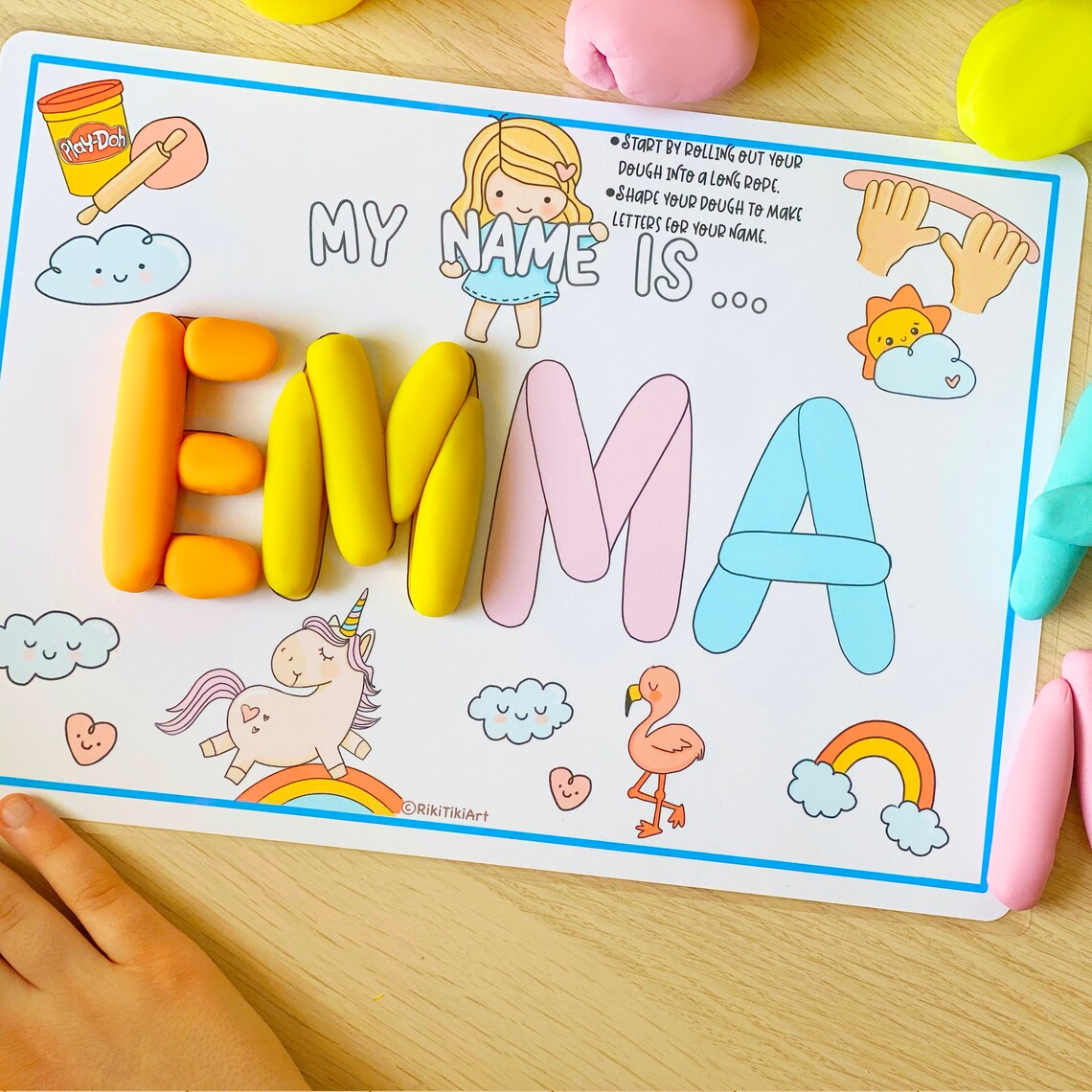 Personalized Name Play Dough Mat Gift for Toddler Printable Play Doh ...