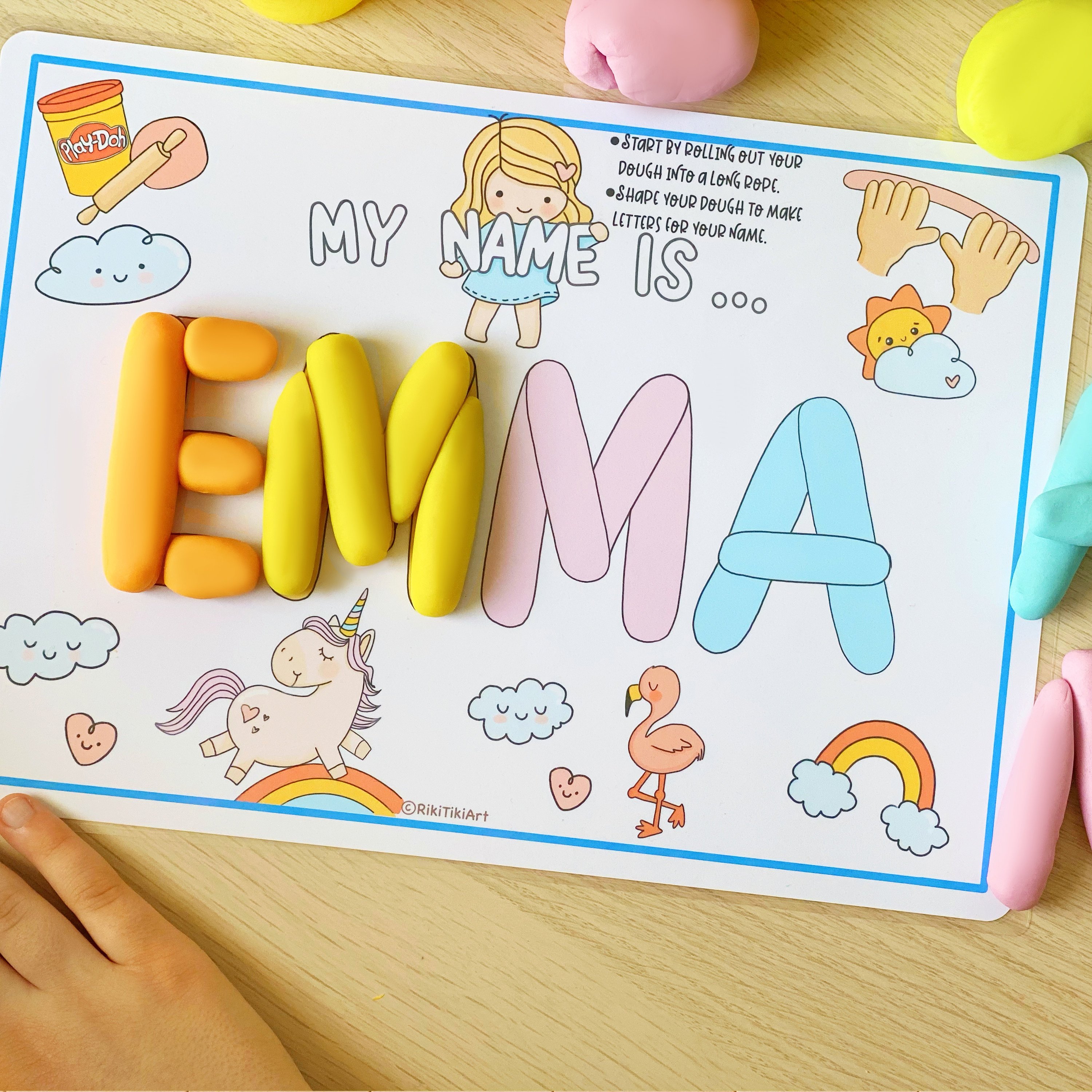 Personalized Name Play Dough Mat Gift for Toddler Printable Play Doh ...