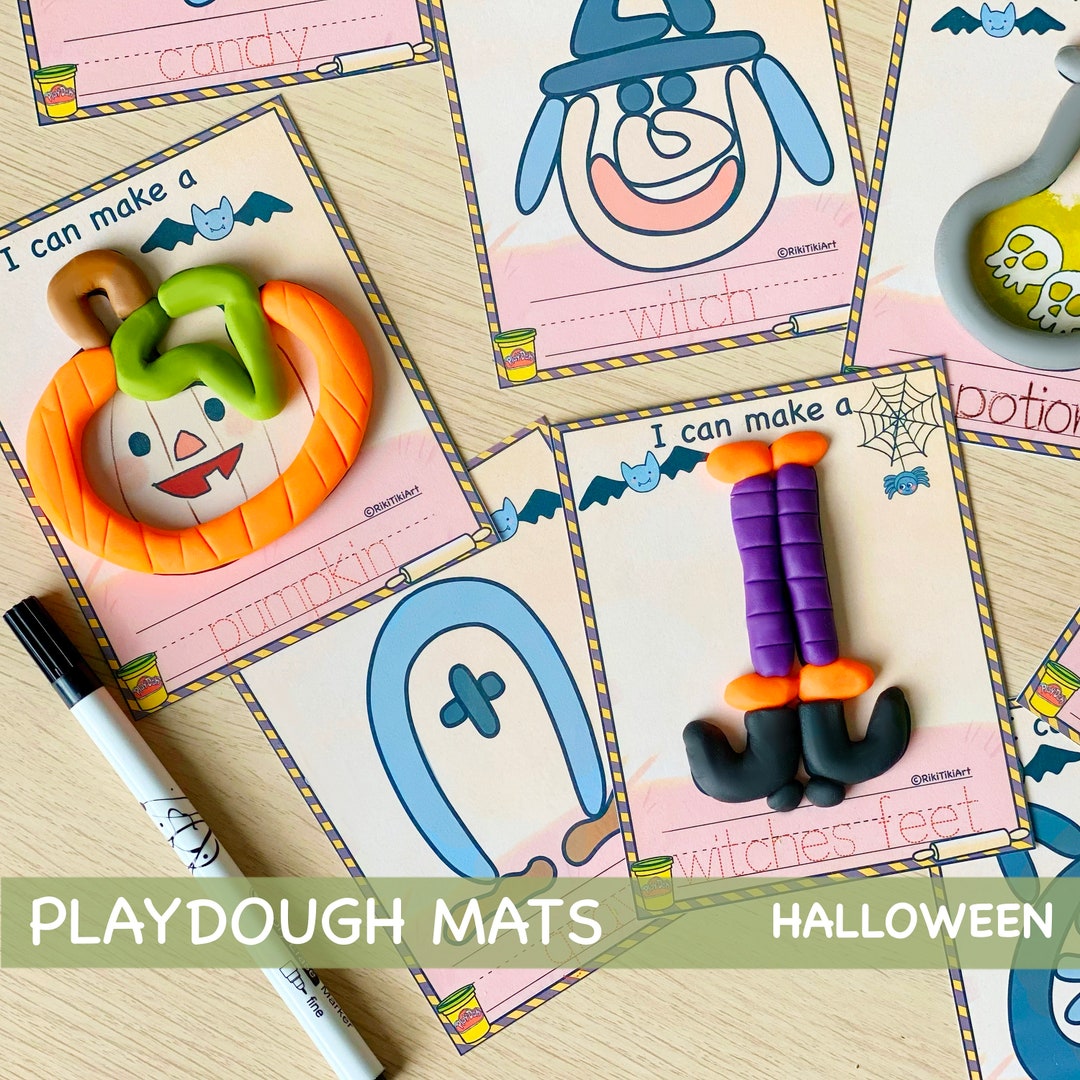 Halloween Play Dough Mats Visual Cards Printable Halloween