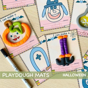 Tapis de jeu d'Halloween Cartes visuelles Activités d'Halloween imprimables Activité pour enfants Motricité fine Cadeau pour les activités de temps calme des tout-petits