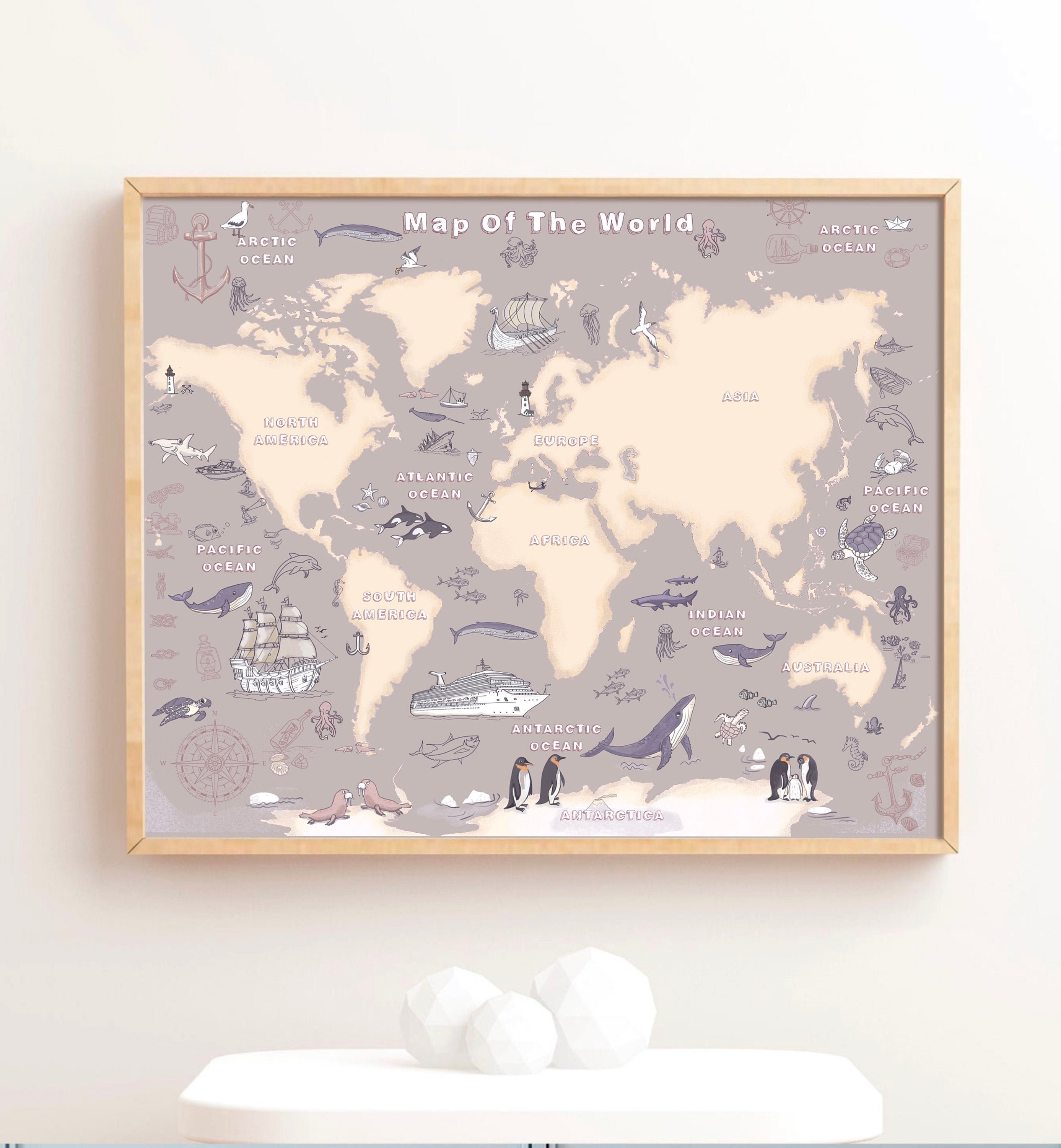 Animal World Map Playroom Kids World Map Poster Printable | Etsy