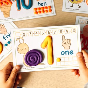 Preschool Printables Numbers 1-10 Play Doh Mats Toddler Activities, Montessori Materials Practice for Homeschool Pre-K Kindergarten image 3