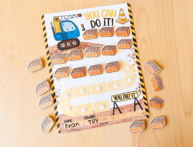 Construction Reward Chart Printable Boys Behavior Chart Construction ...