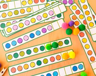 Pom Pom Patterns Activity for Toddlers Color Sorting Occupational Therapy Quiet Time Activity for Kids Printable Fine Motor Skills Resources