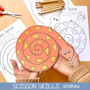 Paper Snake Craft for Kids Scissor Skills Color & Cutting Practice Printable Toddlers Activity Homeschool Learning