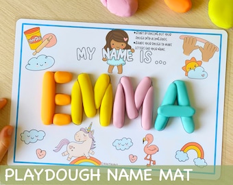 Personalized Name Play Dough Mat Gift for Toddler Printable Play Doh Mats Preschool Kindergarten Pre-K Fine Motor Skills Activity for Kids
