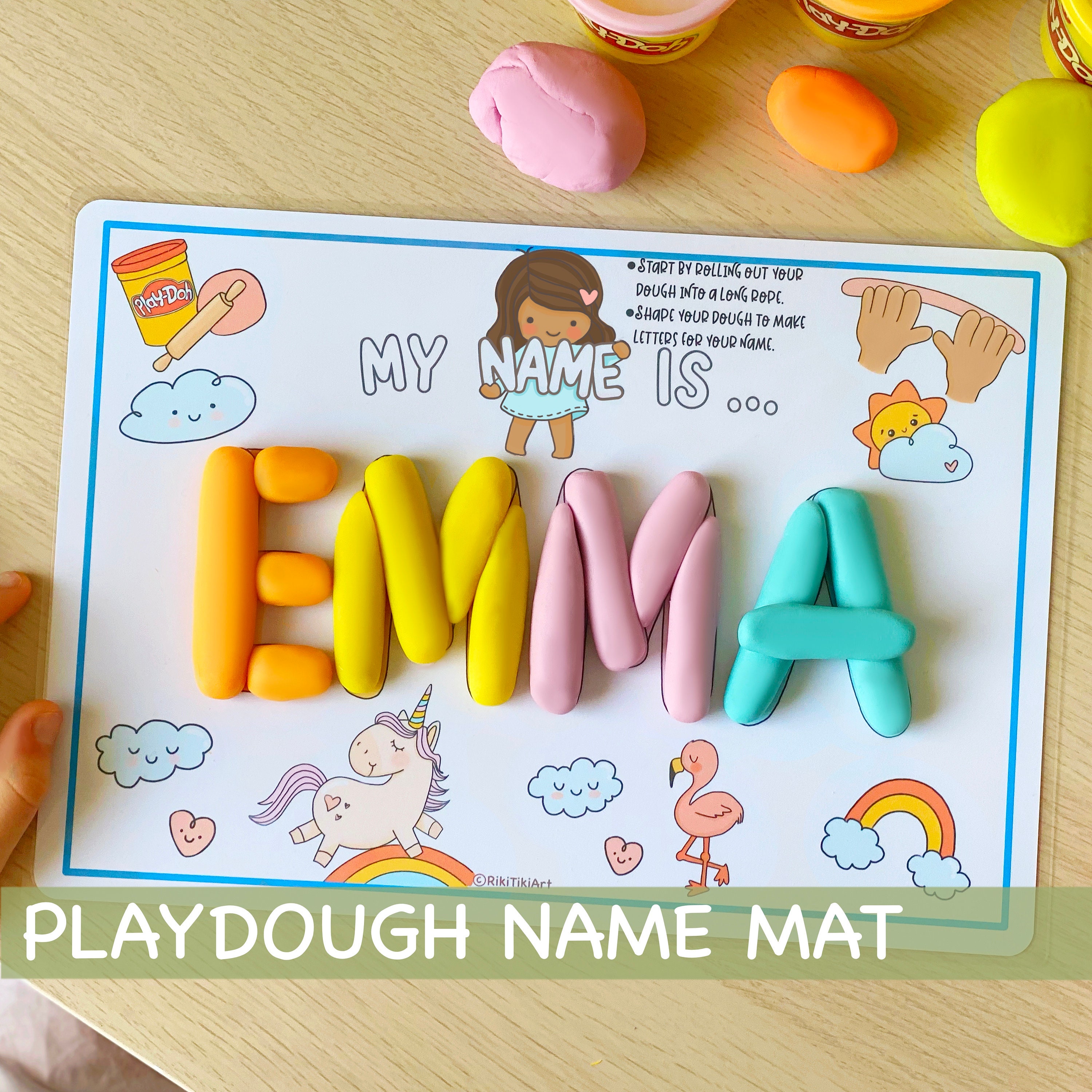 Personalized Name Play Dough Mat Gift for Toddler Printable Etsy