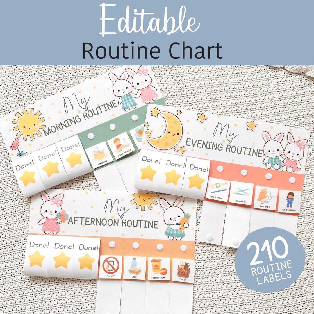 Toddlers Routine Flip Chart Editable Morning Routine Chart for Kids ...