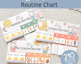 Toddlers Routine Flip Chart Editable Morning Routine Chart for Kids Daily Weekly Visual Schedule Enfant Chore Chart To Do List 210 Labels