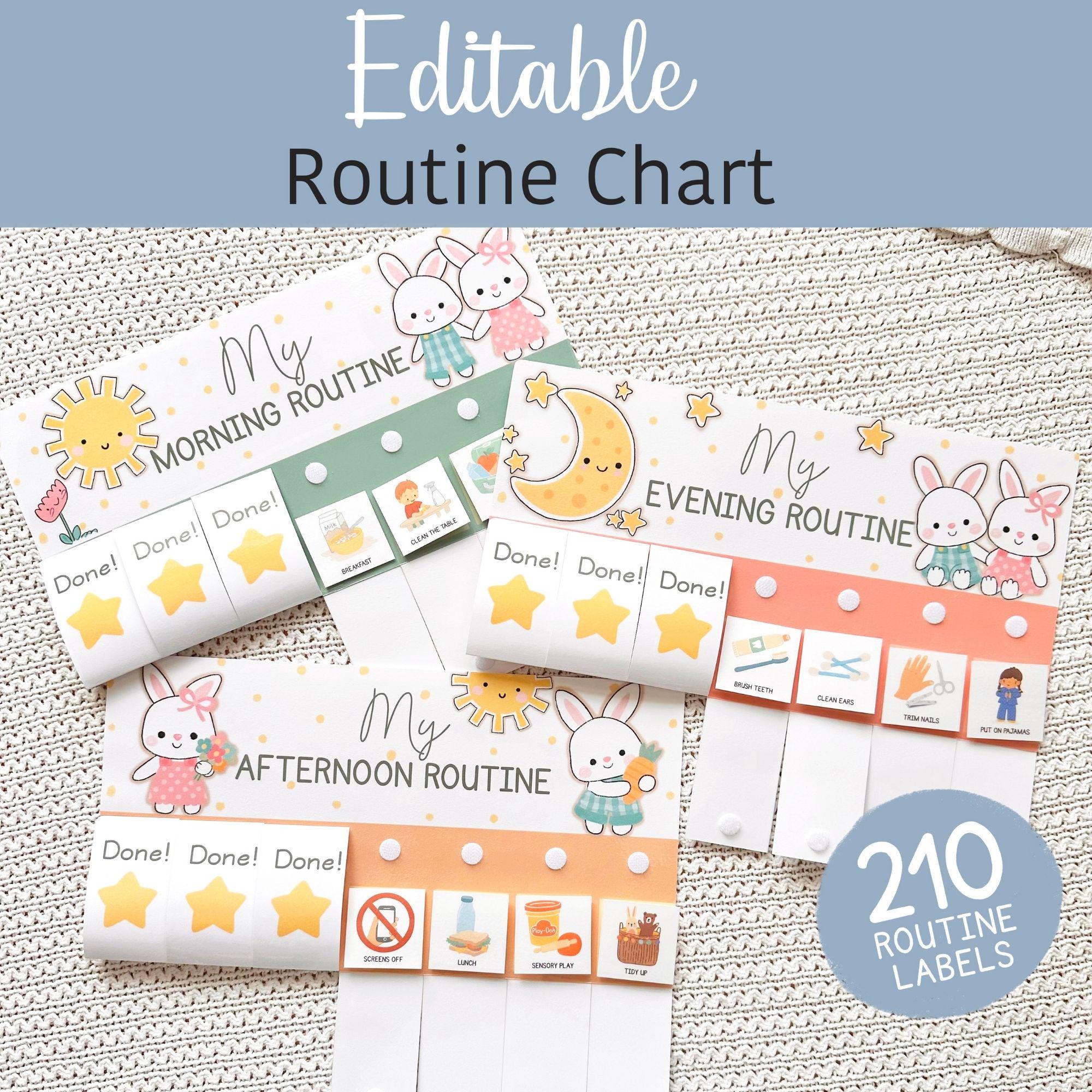 Toddlers Routine Flip Chart Editable Morning Routine Chart for Kids ...