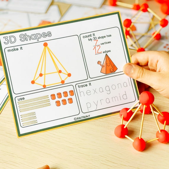 Toothpicks and Play Doh 3D Shapes Activity Game for Toddler Play Dough Party Activities Printable Learning Resources for Kids
