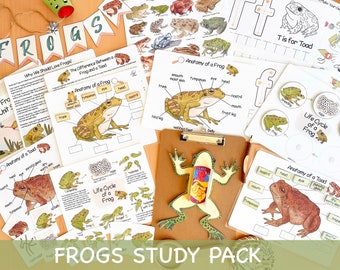 Frog Unit Study Homeschool Summer Activities Frog and Toad Life Cycle & Anatomy Learning Bundle Nature Study Journal Science Homeschooling