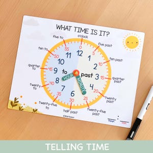 Telling Time Activity for Kids, Montessori Learning Time Clock Printable Worksheet, Educational Toddler Activities