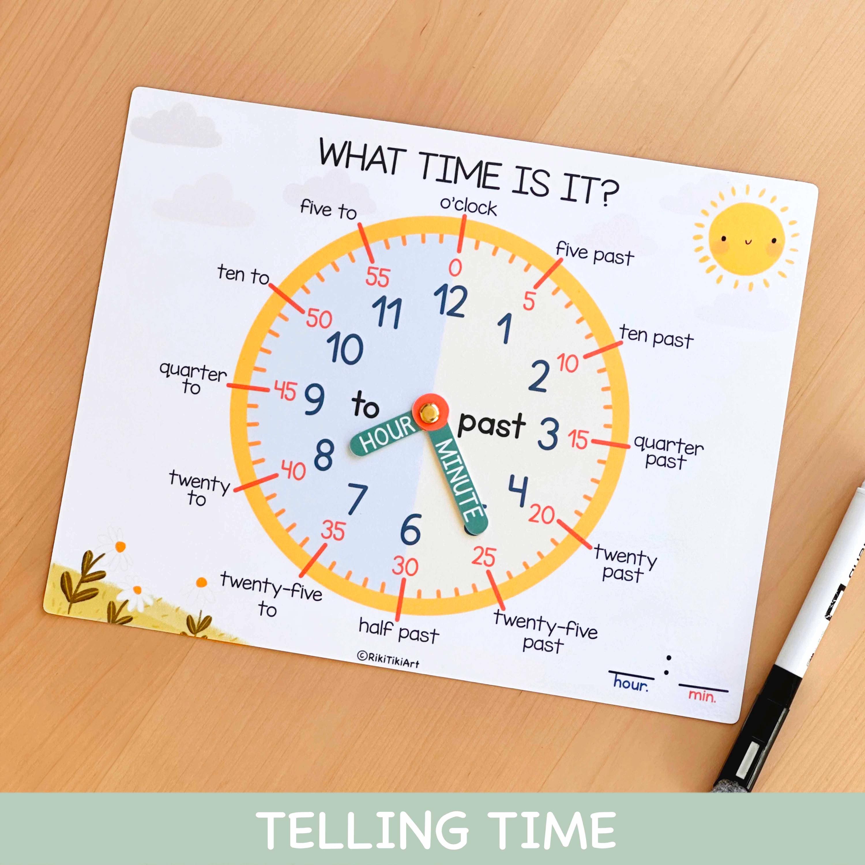 Telling Time Activity for Kids, Montessori Learning Time Clock ...