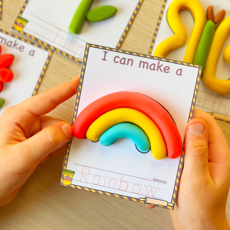 Printable Play Dough Mats Montessori Spring Printables Play Doh Preschool Activities Fine Motor Skills Gift for Toddler image 5