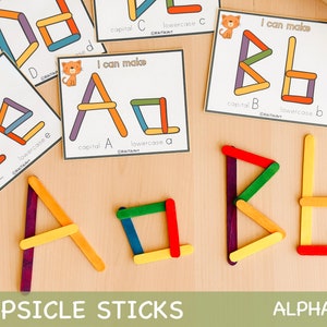 Alphabet Popsicle Sticks Activity Fine Motor Skills Game for Toddler Printable Homeschool Activities ABC Preschool Printables for Kids