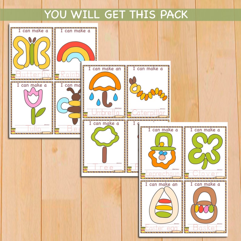 Printable Play Dough Mats Montessori Spring Printables Play Doh Preschool Activities Fine Motor Skills Gift for Toddler image 2