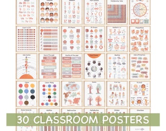 30 Classroom Posters Educational Wall Art Printable Playroom Wall Decor Preschool Learning Posters Nursery Prints Montessori Wall Art