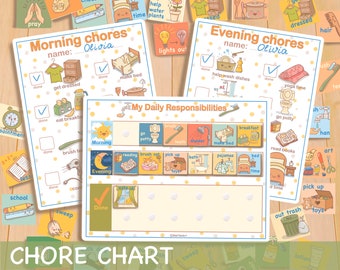 Kids Chore Chart - Personalized To Do List, Toddler Activities Printable Command Center, Homeschool Daily Rhythm