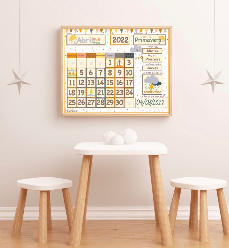Spanish Calendar for Kids Printable Perpetual Calendar for - Etsy