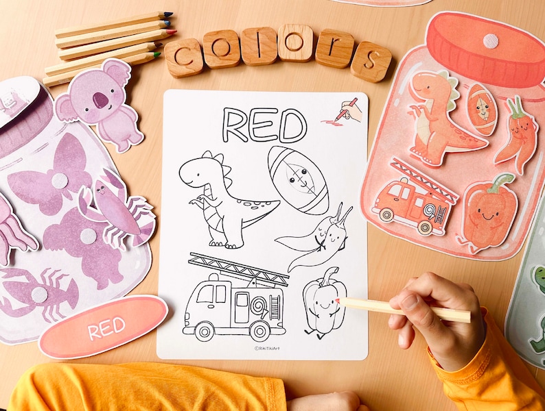 Farbsortierung Kleinkindaktivitäten, Farbabstimmung in Gläsern Spiel für Kindergarten Pre-K, Malseiten Aktivität, Montessori Printable Bild 4