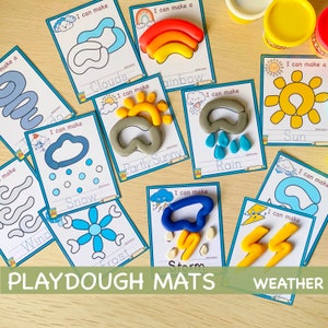 Weather Play Doh Mats Homeschool Printable Play Dough Mats Fine Motor Skills Preschool Kindergarten Activity for Kids Instant Download