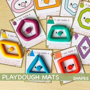 Shapes Play Dough Mats Visual Cards Montessori Toddler Activities Printable Play Doh Mats Homeschool Kindergarten Pre-K Curriculum