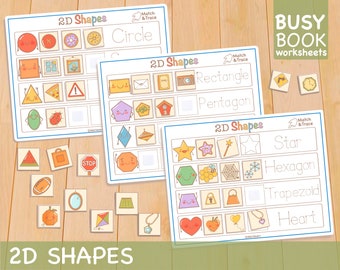 2D Geometric Shapes Learning Activity, Toddler Busy Book Printable Preschool Curriculum, Kindergarten Homeschool Busy Binder