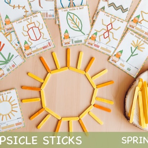 Spring Popsicle Sticks Activity Montessori Printable Activities for Kids Homeschool Printables Kindergarten Pre-K Quiet Time Activity