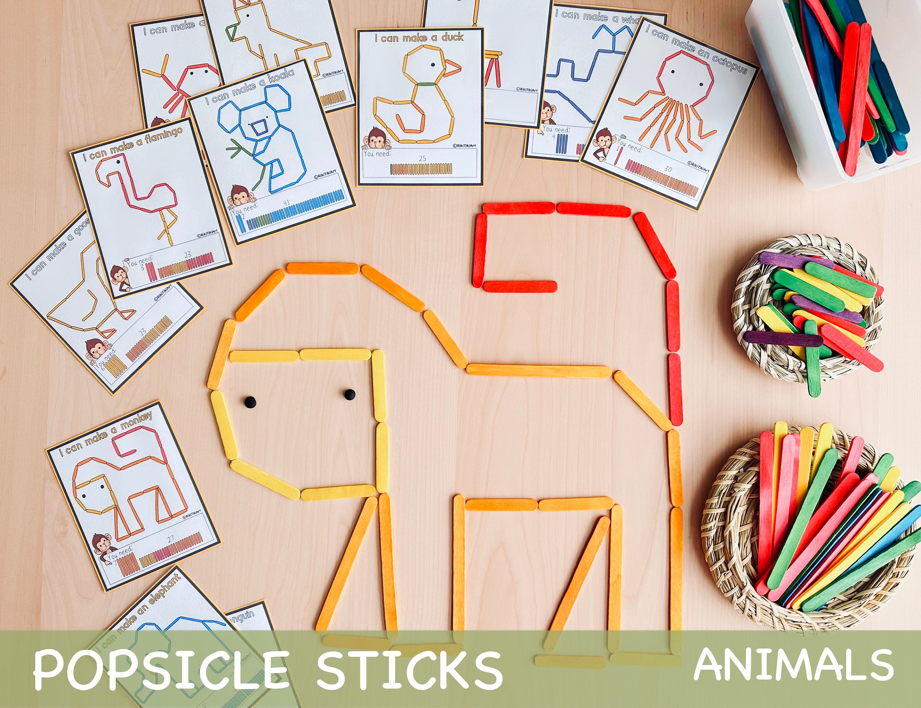 Popsicle Sticks Activity: Sorting Animal Families - Wifely Steps